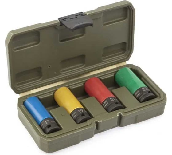 Изображение товара Набор головок ударных шестигранных 17, 19, 21, 22 мм, 1/2"DR, 4 шт для колесных дисков Дело Техники 660344