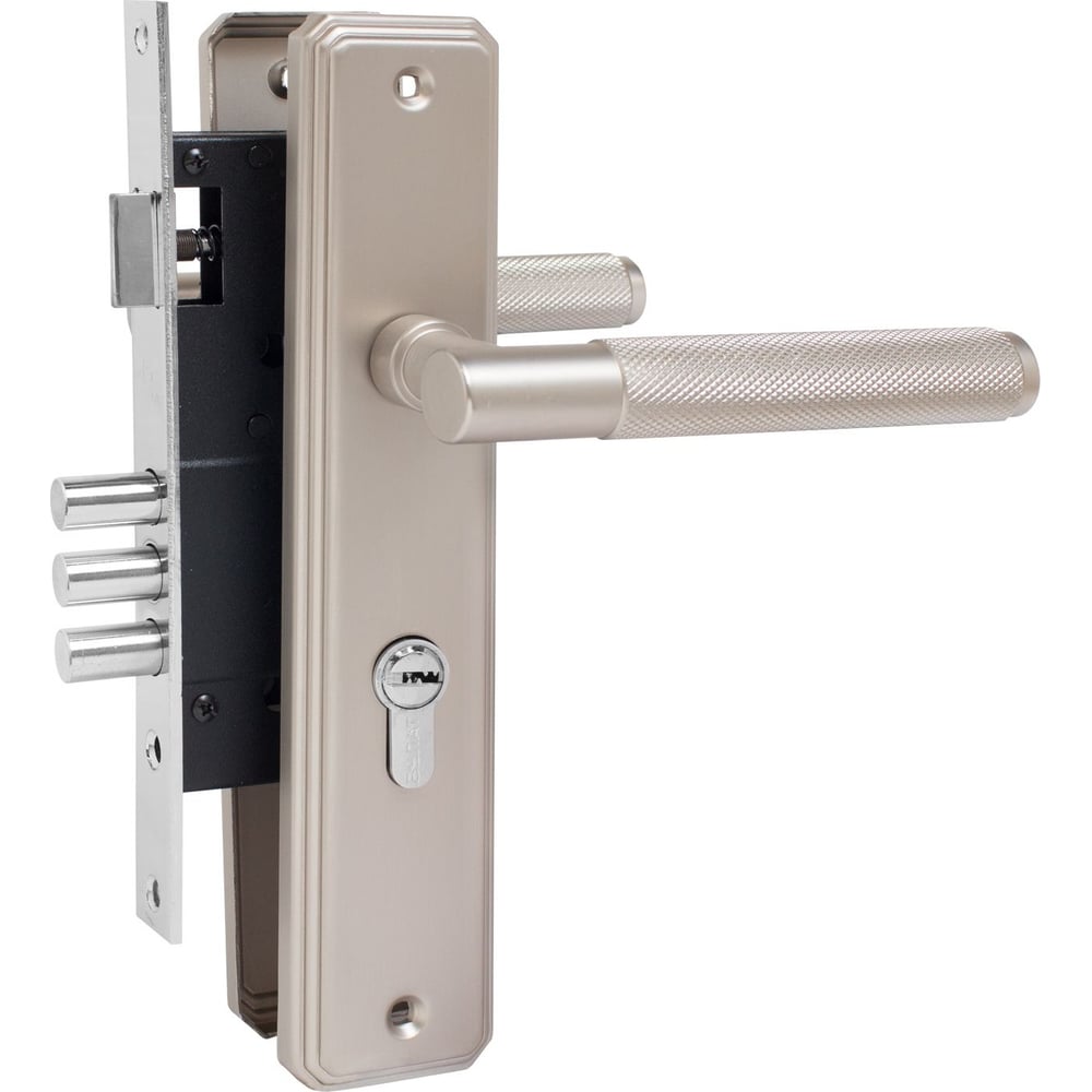 Изображение товара Врезной замок БУЛАТ ФЕРОНА с ручкой ЗВ4-3.70.02.08 матовый никель 5 перф.кл