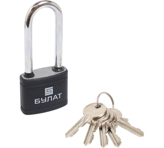 Изображение товара Навесной замок БУЛАТ ВС 364-01 ПЛ чугунный в пластике 5кл. d=6,3мм 14514