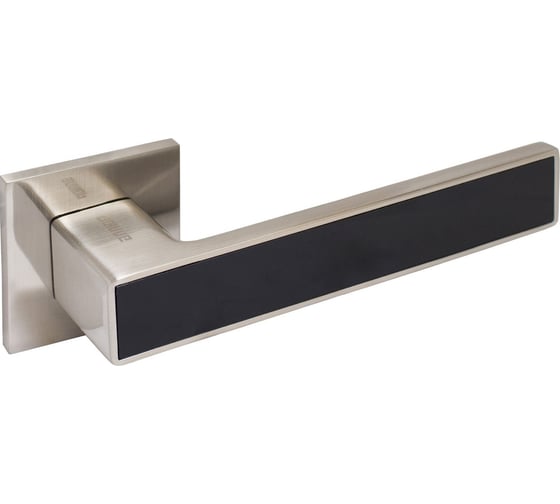 Изображение товара Комплект ручек Аллюр АРТ "ЛАНА" SN/BL (86815) матовый никель/черный, защитная пленка 13799