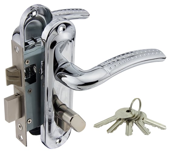 Изображение товара Замок врезной Marlok 50/LA02-ЦМВ70 межосевое 50 мм ключ/вертушка CP хром 010890