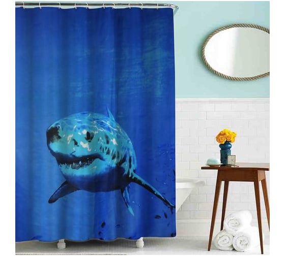 Изображение товара Шторка для ванны Melodia della vita тканевая MZ-44 Акула 180х200 см 20814
