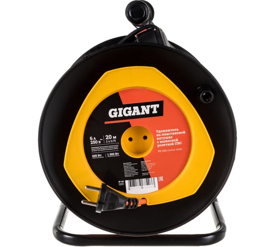 Изображение товара Удлинитель на пластиковой катушке Gigant ПВС 2х0,75 6A 20м IP44 GRANITE ZG PE-032