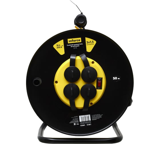 Изображение товара Силовой удлинитель на катушке Inforce 4 гнезда, с/з ПВС 3х1,5 16A 50м IP44 GRANITE ZG 09-15-06