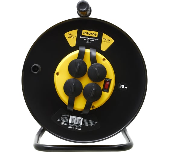 Изображение товара Силовой удлинитель на катушке Inforce 4 гнезда, с/з ПВС 3х1,5 16A 30м IP44 GRANITE ZG 09-15-05