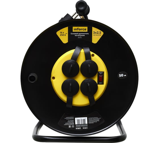 Изображение товара Силовой удлинитель на катушке Inforce 4 гнезда, с/з КГт 3х2,5 16A 50м IP44 GRANITE ZG 09-15-04