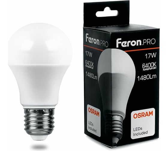 Изображение товара Светодиодная лампа FERON PRO LB-1017 шар E27 17W 6400K OSRAM LED 38040