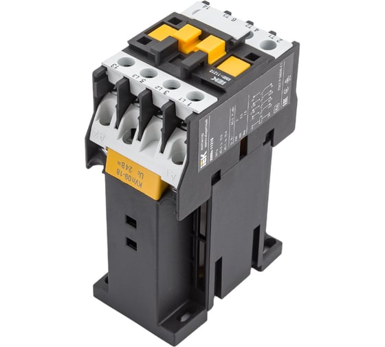 Изображение товара Контактор IEK КМИп-11210 12А, 24В/АС3, 1НО, ИЭК, KMD11-012-024-10