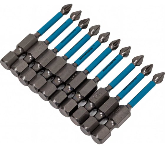 Изображение товара Набор бит торсионных (10 шт; PH1x50 мм) для ударных шуруповертов GROSS 11492