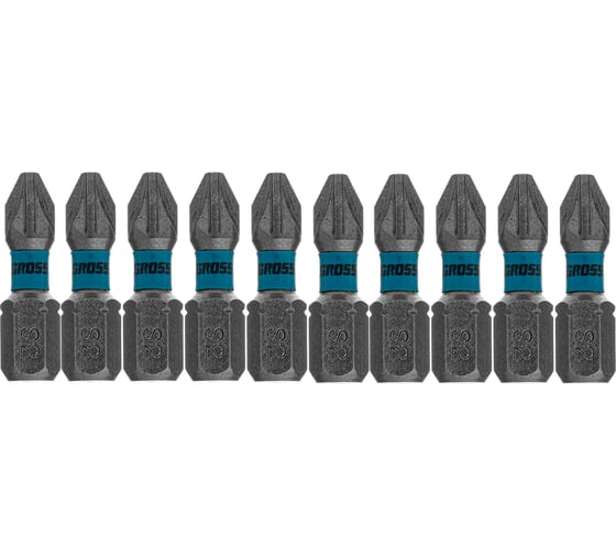 Изображение товара Набор бит торсионных (10 шт; PZ2x25 мм) для ударных шуруповертов GROSS 11484