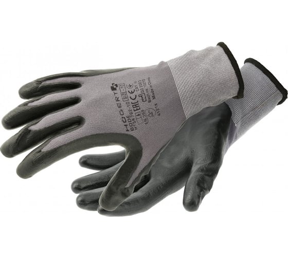Изображение товара Перчатки рабочие из нейлона/спандекса HOEGERT TECHNIK BODE покрытые микропористым нитрилом размер 10 HT5K762-10