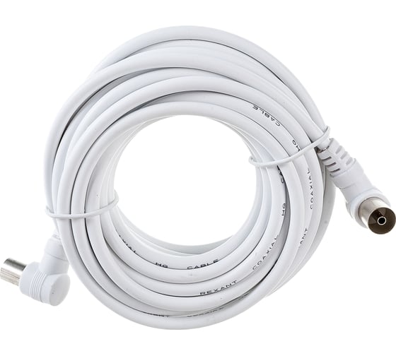 Изображение товара Шнур REXANT ТВ гнездо - ТВ штекер, угловой, длина 5 метров, белый 18-0025