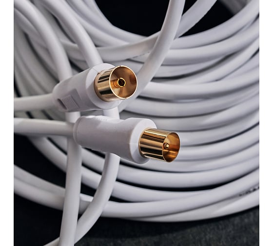 Изображение товара Шнур REXANT ТВ гнездо - ТВ штекер, длина 3 метра, белый 18-0004