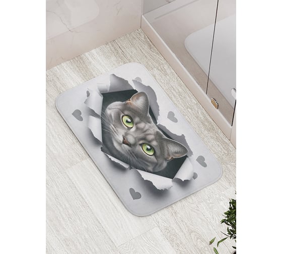 Изображение товара Коврик для ванной комнаты и туалета противоскользящий JoyArty "Котиковая любовь" 52x77 см bath_sd1087
