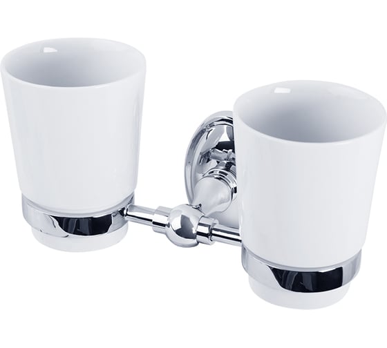 Изображение товара Двойной стакан Veragio BONJOUR настенный, хром/керамика VR.BNR-7842.CR