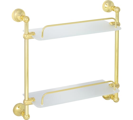 Изображение товара Полка двойная с галереей L35 см, матовое стекло GIALETTA золото