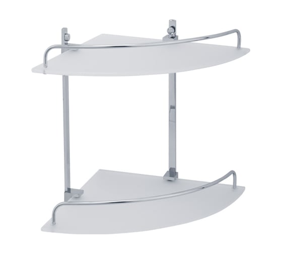 Изображение товара Угловая полка Veragio GIFORTES двойная 26х26xH30 см, стекло матовое, хром VR.GFT-9032.CR