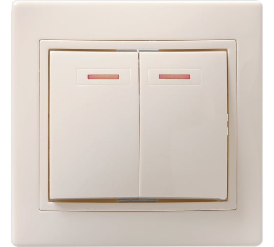 Изображение товара Выключатель GENERICA КВАРТА 2кл в сборе скр,крем с индик EVK21-K33-10-DM