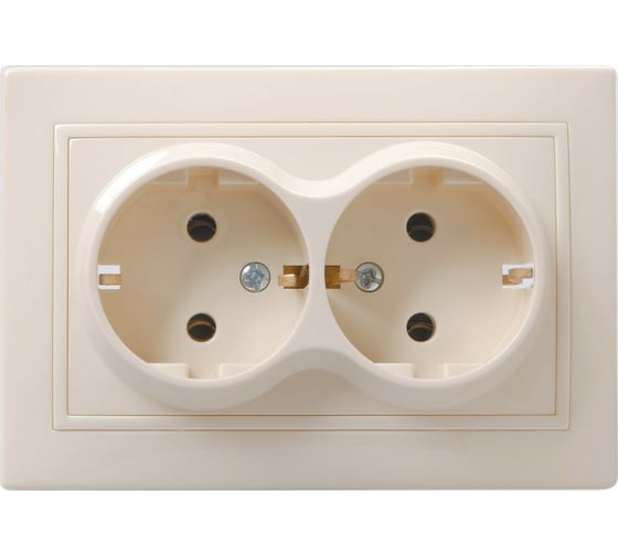 Изображение товара Розетка GENERICA КВАРТА х2 с/з в сборе б/ш,крем ERK24-K33-16-DM