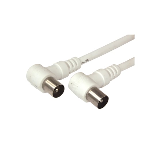 Изображение товара Шнур REXANT ТВ штекер - ТВ штекер, угловой, длина 1,5 метра, белый 18-0112