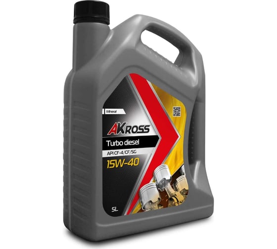 Изображение товара Масло моторное минеральное AKross TURBO DIESEL 15W-40 CF-4/CF/SG 5 л AKS0005MOM