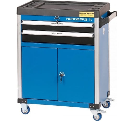 Изображение товара Тележка инструментальная NORDBERG 2 выдвижных ящика, 2 полки с дверцами T4