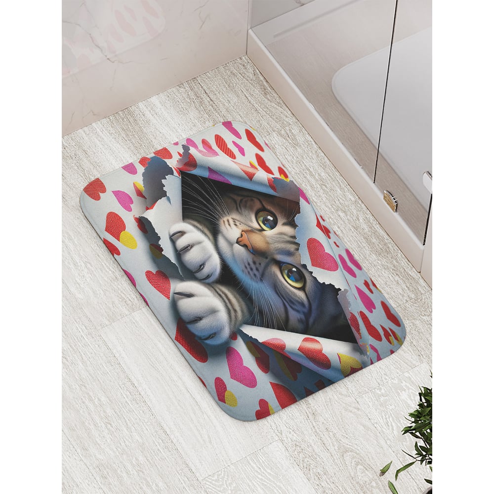 Изображение товара Коврик для ванной комнаты и туалета противоскользящий JoyArty 52x77 см Подарочный кот