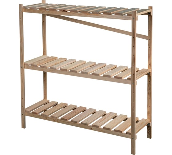 Изображение товара Стеллаж из массива хвои Хома Норкин регулируемый винт. 3 полки, 996x996x300 мм 7034484
