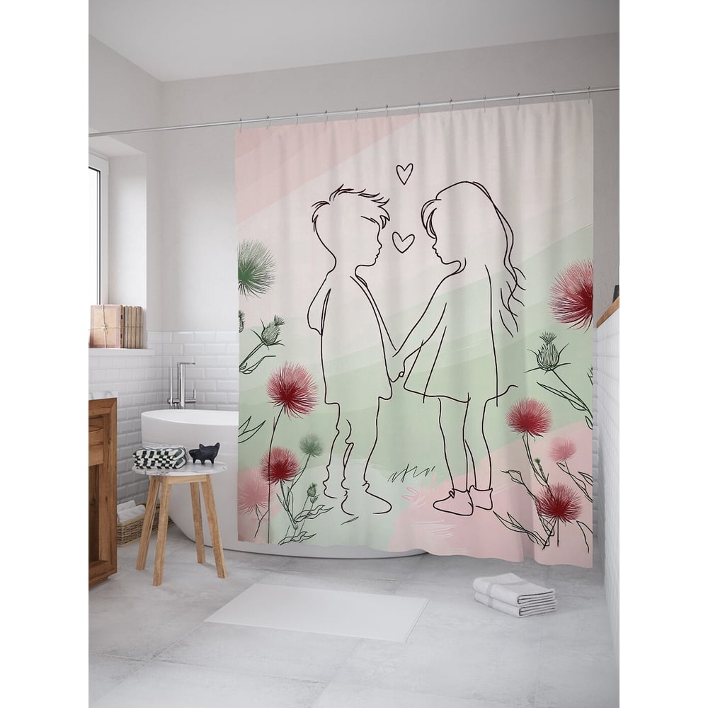 Изображение товара Штора для ванной JoyArty "Детская любовь" водоотталкивающая сатеновая 2000x1800 мм