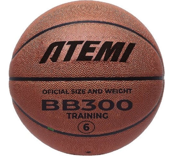 Изображение товара Мяч баскетбольный клееный ATEMI BB300N р. 6, синтетическая кожа ПВХ, 8 панелей, окружность 72-74 см 00-00009819