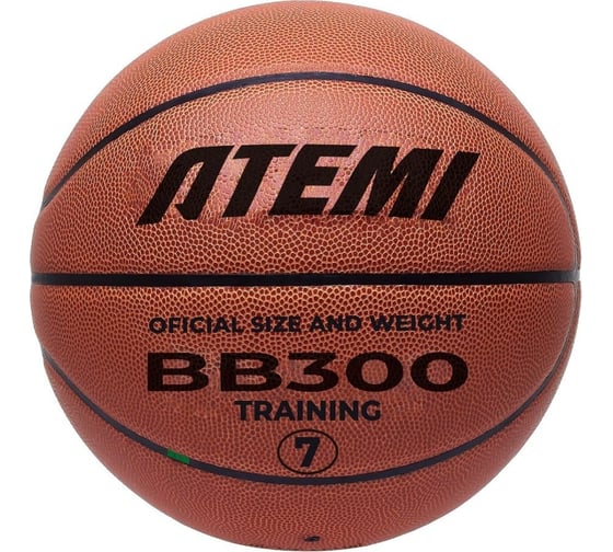 Изображение товара Мяч баскетбольный клееный ATEMI BB300N р. 7, синтетическая кожа ПВХ, 8 панелей, окружность 75-78 см 00-00009820