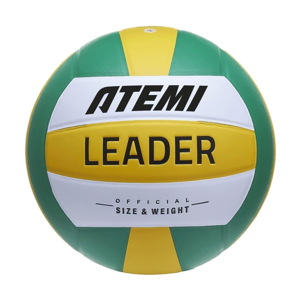 Изображение товара Волейбольный мяч ATEMI LEADER (N) 5, клееный, желто-белый-зеленый