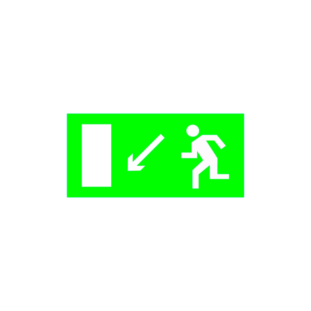 фото Знак безопасности белый свет npu-3413.e08 "направление к эвакуационному выходу налево (вниз)" a16519