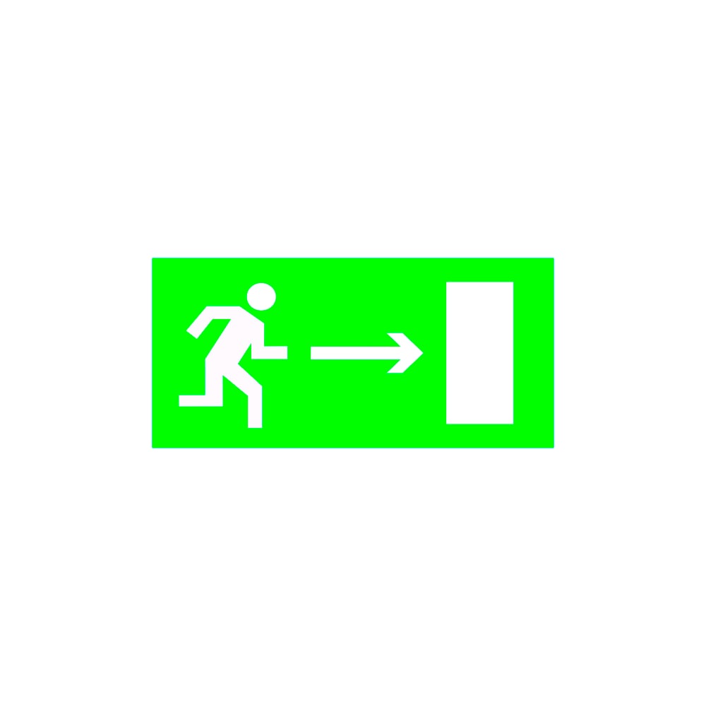 фото Знак безопасности белый свет npu-3413.e03 "направление к эвакуационному выходу направо" a16514