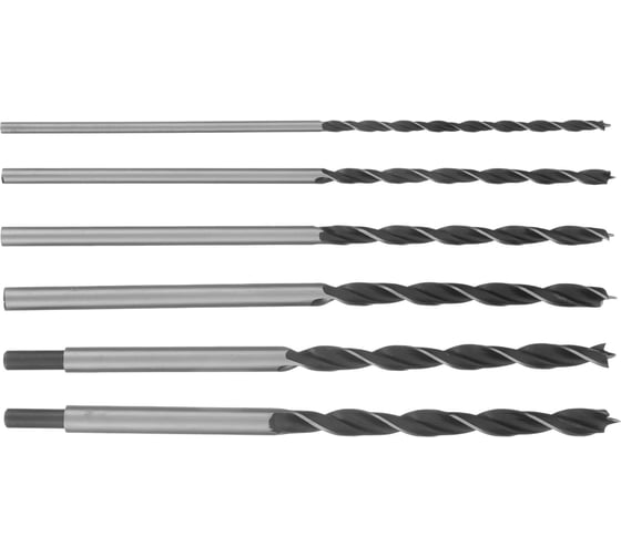 Изображение товара Набор сверл по дереву (6 шт; 6-8-10-12-13-14 мм; 300 мм; цилиндрический хвостовик) SPARTA 702305