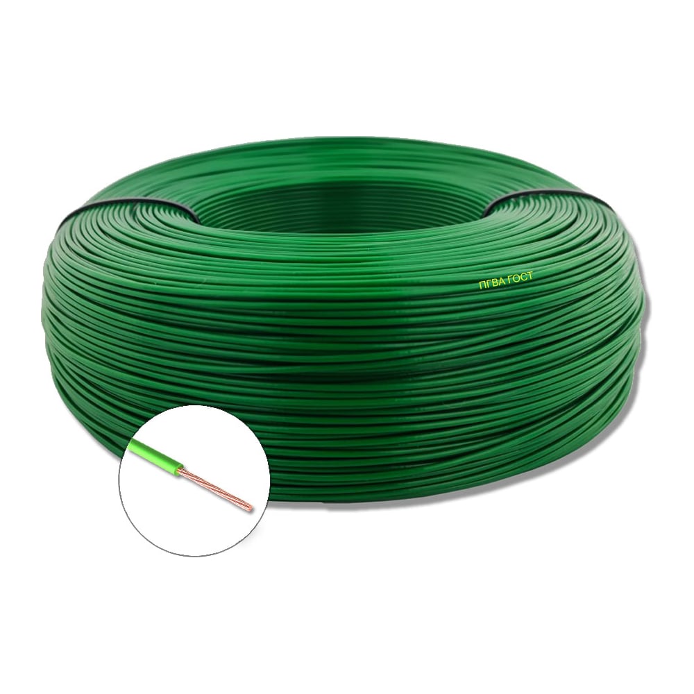 Изображение товара Автомобильный провод ПГВА 1x0.35 мм2 зеленый, 5 м, ГОСТ, бухта
