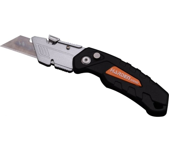 Изображение товара Нож HARDEN складной Бенд, 18 мм, выдвижное трапециевидное лезвие, цельноалюминиевый корпус 570332