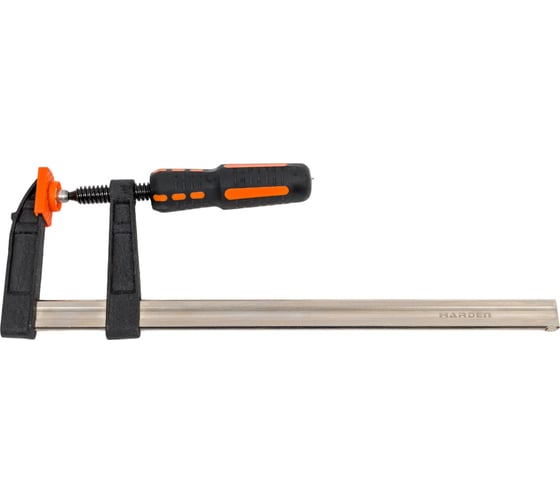 Изображение товара Реечная струбцина HARDEN, усиленная, 2-х компонентная рукоятка, 80*300 мм 600303