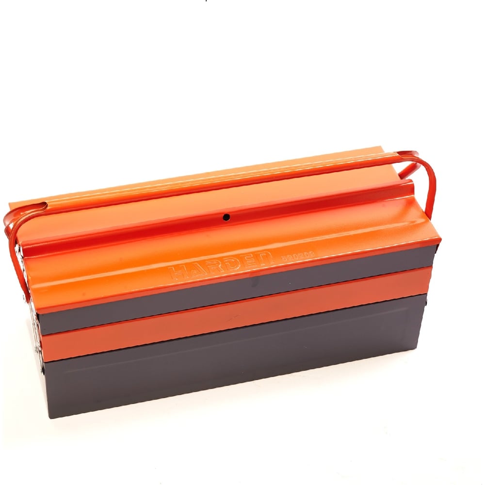 Раскладной металлический ящик для инструментов Harden, цвет черный/оранжевый