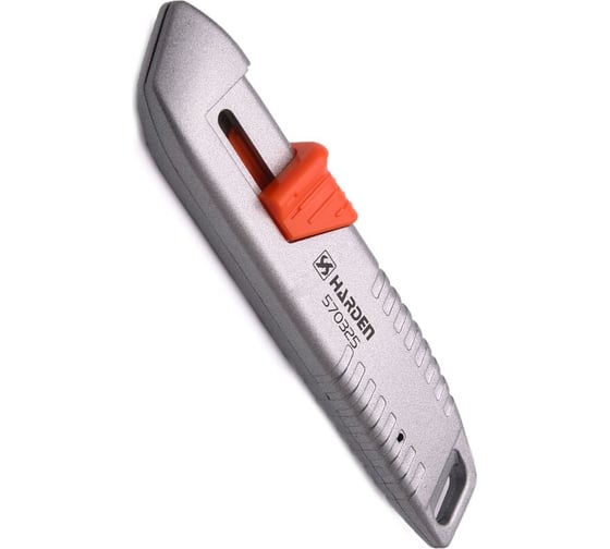 Изображение товара Нож HARDEN закрытый профессиональный, 18 мм, выдвижное трапециевидное лезвие, цельноалюминиевый 570325