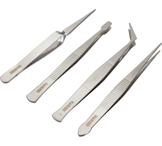Изображение товара Набор пинцетов HARDEN 4 предмета, нержавеющая сталь 660238