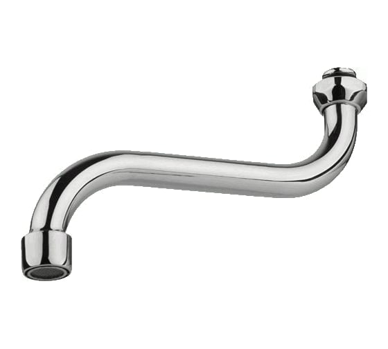 Изображение товара Излив для смесителя круглый MELODIA S-образный с аэратором 15 см 34093