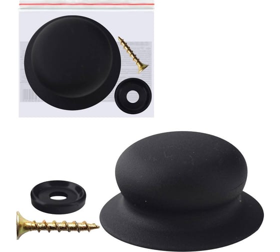 Изображение товара Ручка для крышки с саморезом МУЛЬТИДОМ (серая), диаметр 6 см МГ76-280