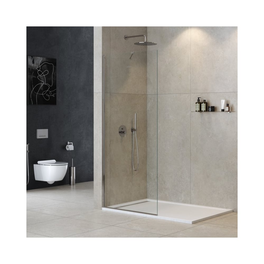 Изображение товара Универсальная душевая перегородка Cezares LIBERTA-L-1-TB-105-C-Cr хром прозрачное стекло