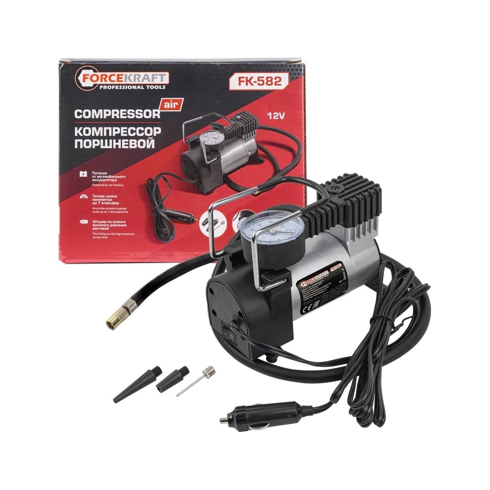 Изображение товара Компрессор поршневой Forcekraft FK-582 12V для автомобиля