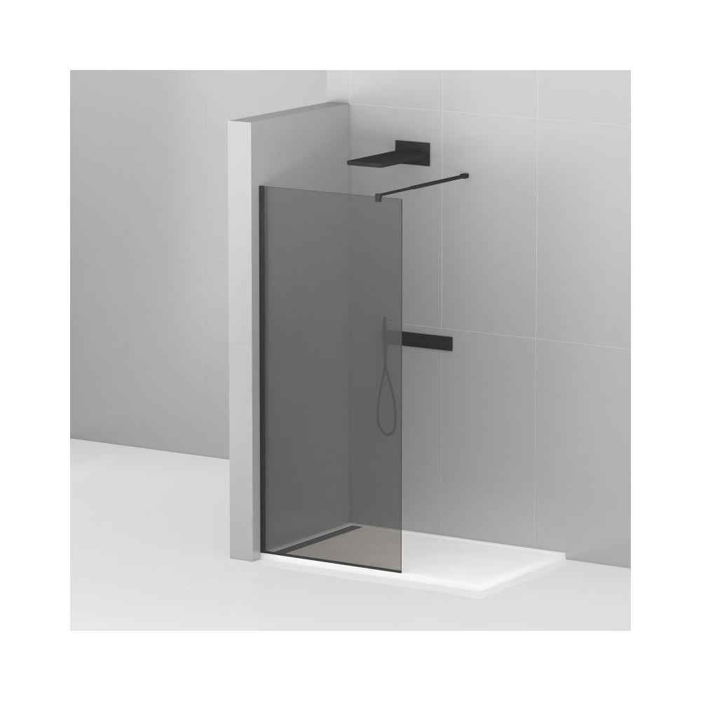 Изображение товара Душевая перегородка Cezares LIBERTA-L-1-80-GR-NERO анодированный алюминий стекло графит