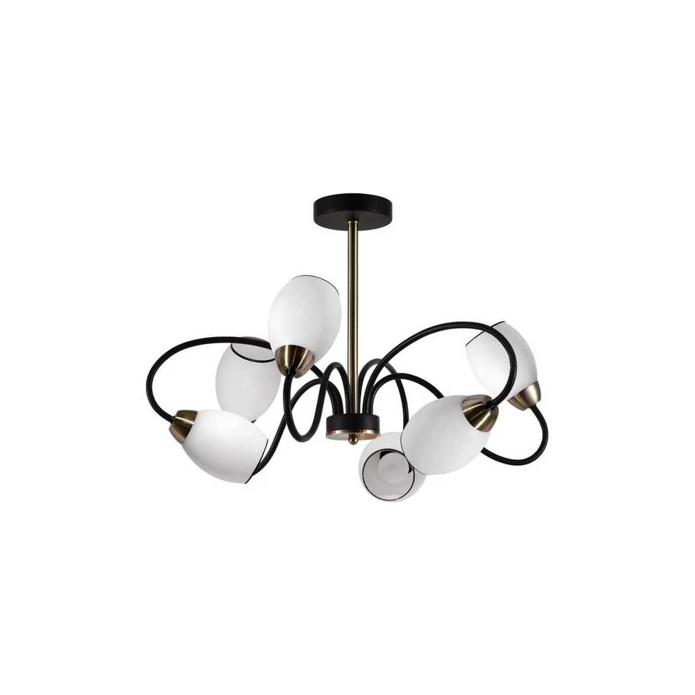 Изображение товара Люстра потолочная ЭЛЕТЕХ 21270В-2/6 черный современная с плафонами из стекла