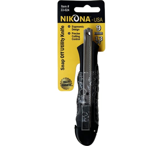 Изображение товара Нож с выдвижным лезвием и с отламывающимися сегментами NIKONA 9мм 33-024