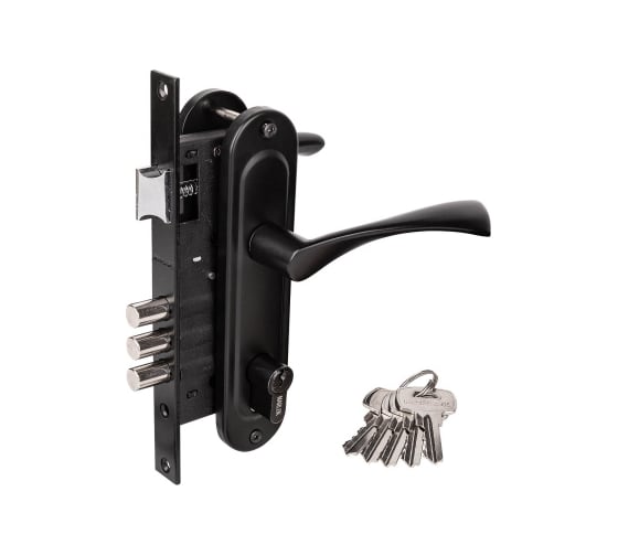 Изображение товара Врезной замок Marlok 70/L76 3RB 3 ригеля, межосевое расстояние 70 мм, BL черный 037189