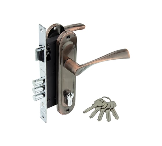 Изображение товара Врезной замок Marlok 70/L76 3RB 3 ригеля, межосевое расстояние 70 мм, AС медь 012748